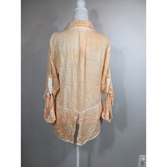 Anthropologie Cloth and Stone Size XS Button Up Shirt Top Blouse Orange Ombre 10 - Picture 3 of 8